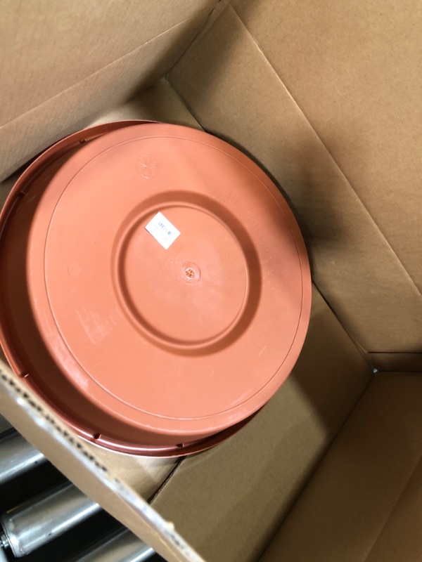 Photo 2 of Bloem Terra Pot Round Drain Saucer: 16" - Terra Cotta - Tray for Planters 11-16", Matte Finish, Durable Resin, Ribbed Bottom, for Indoor and Outdoor Use, Gardening, Planter Not Included Terra Cotta 11-16"