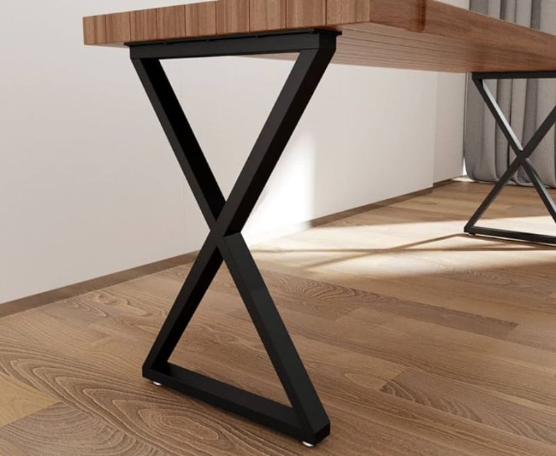 Photo 1 of 28 in. x 24 in. X Wide Metal Table Legs (2-Pack)