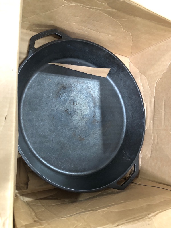 Photo 2 of Lodge Seasoned Cast Iron Skillet with 2 Loop Handles - 17 Inch Ergonomic Frying Pan