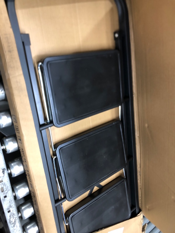 Photo 1 of 3 Step Ladder, Lightweight Folding Step Stools for Adults with Anti-Slip Pedal, Portable Sturdy Steel Ladder with Handrails, Perfect for Kitchen & Household, 330 lbs Capacity, Black