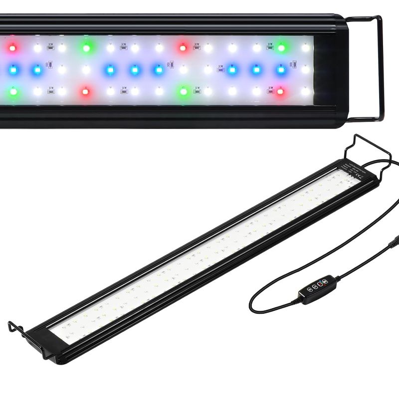 Photo 1 of 16W LED Aquarium Light for 24"-30" Fish Tank, Fish Tank Light with 10 Levels of Brightness, Full Spectrum Aquarium Light with White Blue Red Green LEDs, Fit for Fresh Water Fish Tank
