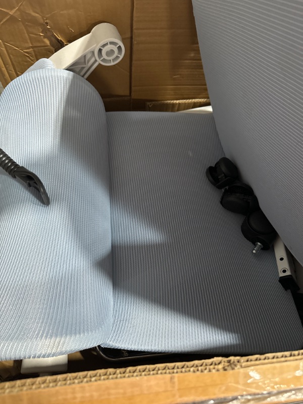 Photo 1 of **USED READ NOTES*Ergonomic Office Chair High Back Mesh Desk Chair with Lumbar Support and Adjustable Headrest Computer Gaming Chair Executive Swivel Chair for Home Office Blue White Casual