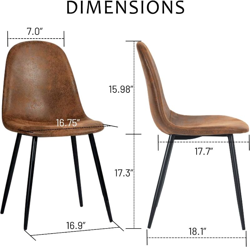 Photo 1 of (READ FULL POST) FurnitureR Dining Chairs Set of 4 Fabric Kitchen Side Seating with Metal Legs for Living Bedroom, Restaurant, Study Room,  Set of 4 brown