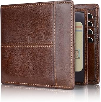 Photo 1 of (opened for inspection)(see all images) Real Leather Mens Bifold Wallet RFID Blocking Slim Minimalist