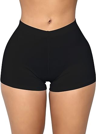 Photo 1 of BORIFLORS Women's Sexy Workout Gym Biker Elastic Waist Booty Shorts, XL
