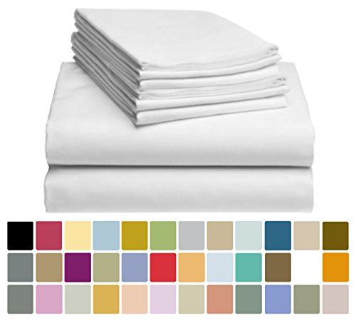 Photo 1 of LuxClub Bed Sheet Set Deep Pockets 18 Eco Friendly Wrinkle Free Sheets Machine Washable Hotel Bedding Silky Soft, White, King Set
