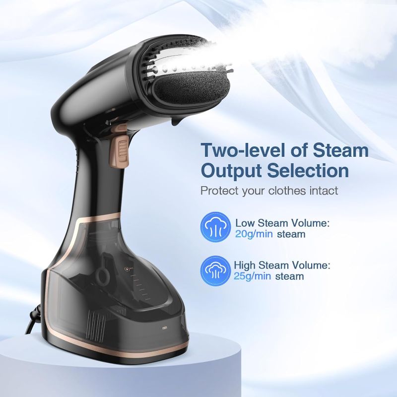 Photo 1 of 1400W Handheld Garment Steamer, Portable Steamer for Clothes with Quick Heat-up, Automatic Shut-Off, 260ml Water Tank and Fabric Brush Attached, Fabric Wrinkles Remover for Home Use
