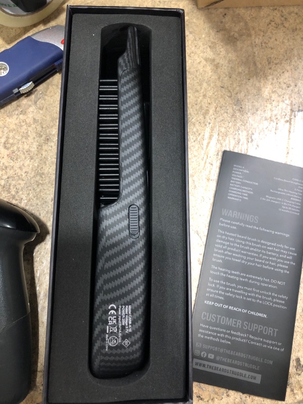 Photo 2 of Beard Straightener for Men by The Beard Struggle - Carbon X - Cordless Heated Beard Brush & Hair Straightener Comb with 3 Heat Levels - for All Hair Types Carbon X - Without Charging Stand