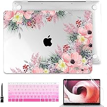 Photo 1 of Batianda Laptop Case for MacBook Air 13 2020 2019 2018 with Touch ID Retina Display Floral Series Hard Shell with Keyboard Cover Screen