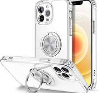 Photo 1 of Hython Case for iPhone 15 pro max Case Clear, Transparent Body with 360° Rotatable Ring Holder Stand Magnetic Kickstand, Anti-Scratch Hard PC Shockproof Protective Phone Cases iPhone XR 6.1-Inch, Clear/Silver