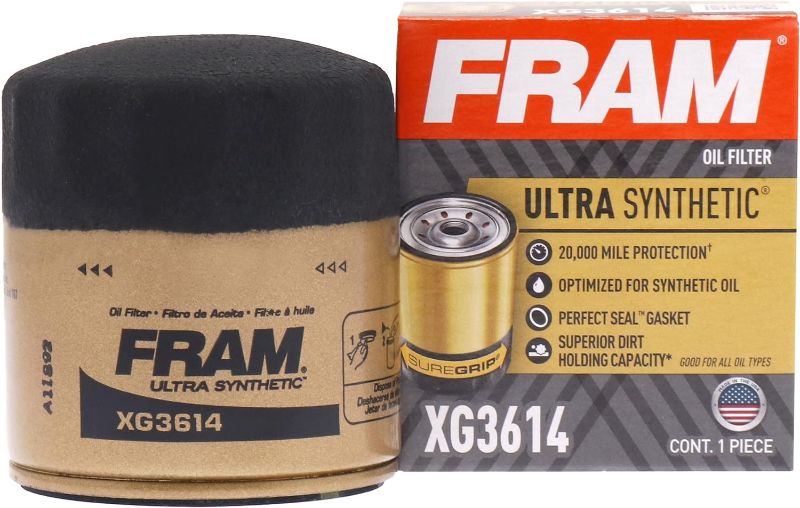 Photo 1 of FRAM Ultra Synthetic Automotive Replacement Oil Filter, Designed for Synthetic Oil Changes Lasting up to 20k Miles, XG3614 with SureGrip Ultra Synthetic