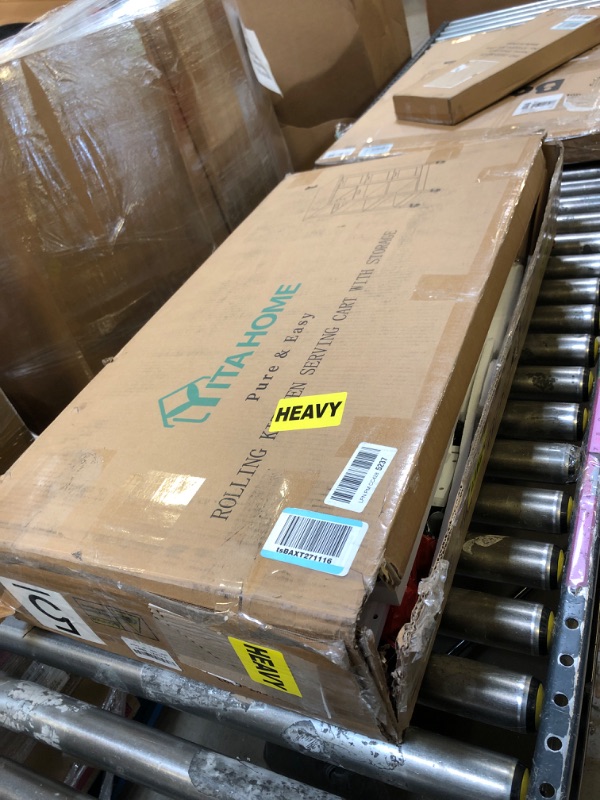 Photo 1 of YITAHOME Kitchen Island Cart with Storage, Kitchen Cart for Home, Rolling Serving Utility Trolley Cart On Wheel with 3 Drawers and 3 Storage Shelves, Kitchen Serving Cart for Dining Room, Bar, White