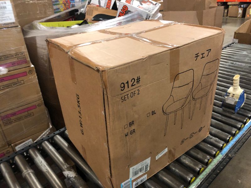 Photo 1 of PINIQUE Dining Chairs Set of 2, Grey Kitchen Chairs, Mid Century Modern Dining Chairs, Upholstered Dining Chairs with Arms and Metal Legs 912?Grey?