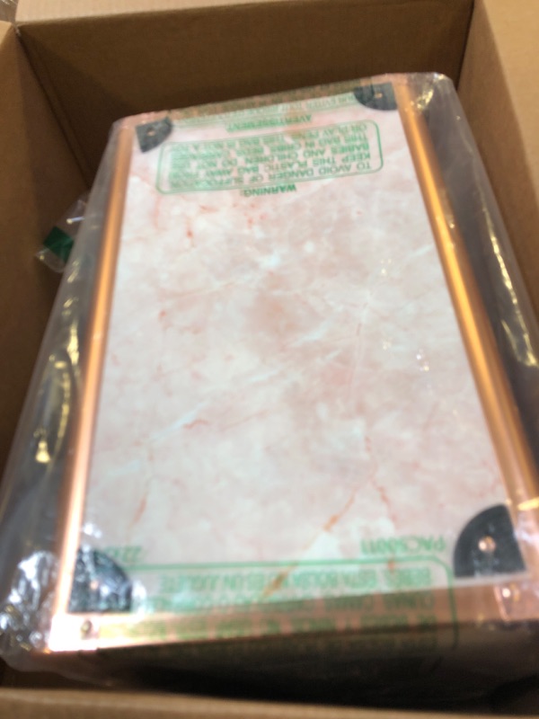 Photo 1 of Joligrace Makeup Train Case Professional - 13.5 Inch Portable Artist Lockable Aluminum Cosmetic Organizer Storage Box with 4 Adjustable Dividers Trays 2 Locks and Shoulder Strap Rose Gold Marble Flower