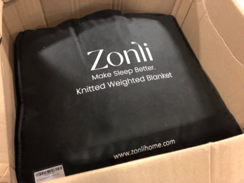 Photo 2 of ZonLi Knitted Weighted Blanket 48''x72''12 pounds,Handmade Chunky Knitted Throw Blanket Twin Size for Sleep,Home Decor for Sofa Bed, Suit for Adults(Grey) Light Grey 12lbs(48''X72'')
