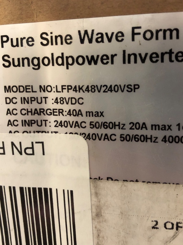 Photo 4 of SUNGOLDPOWER UL1741 Standard 4000W 48V Pure Sine Wave Inverter Charger AC Input 240V Output 120/240V Split Phase Inverter Charger Low Frequency LCD Display 4000W 48V Split