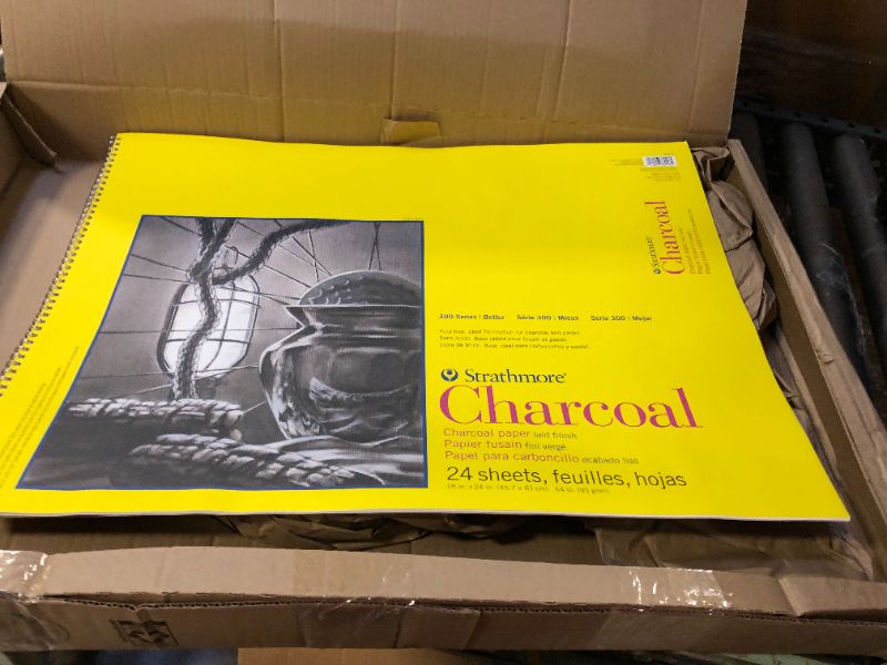 Photo 2 of Strathmore 300 Series Charcoal Paper Pad, Top Wire Bound, 18x24 inches, 24 Sheets (64lb/95g) - Artist Paper for Adults and Students - Charcoal and Pastel 18x24 Wire Binding