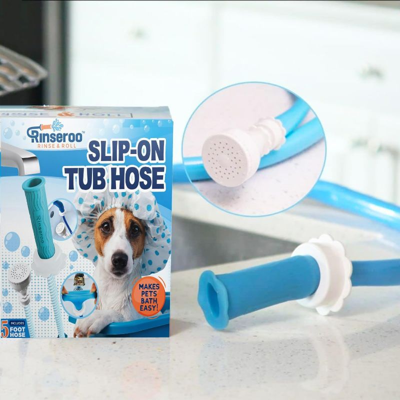 Photo 1 of 
Rinseroo Slip-On Bathtub Faucet Sprayer Attachment. Ultra-Flex Dog Shower Hose Adapter Portable Hose Attachment with Sprayer Pet Showerhead Attach Tub Spout...