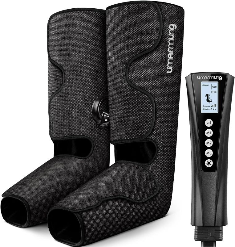 Photo 1 of Leg Massager with Heat, Gifts for Women Men Mom Dad, Air Compression Leg and Foot Massager Gift for Christmas, Fathers Mothers Day, Vericose Veins, Edema, Muscle Fatigue, Cramps, Swelling