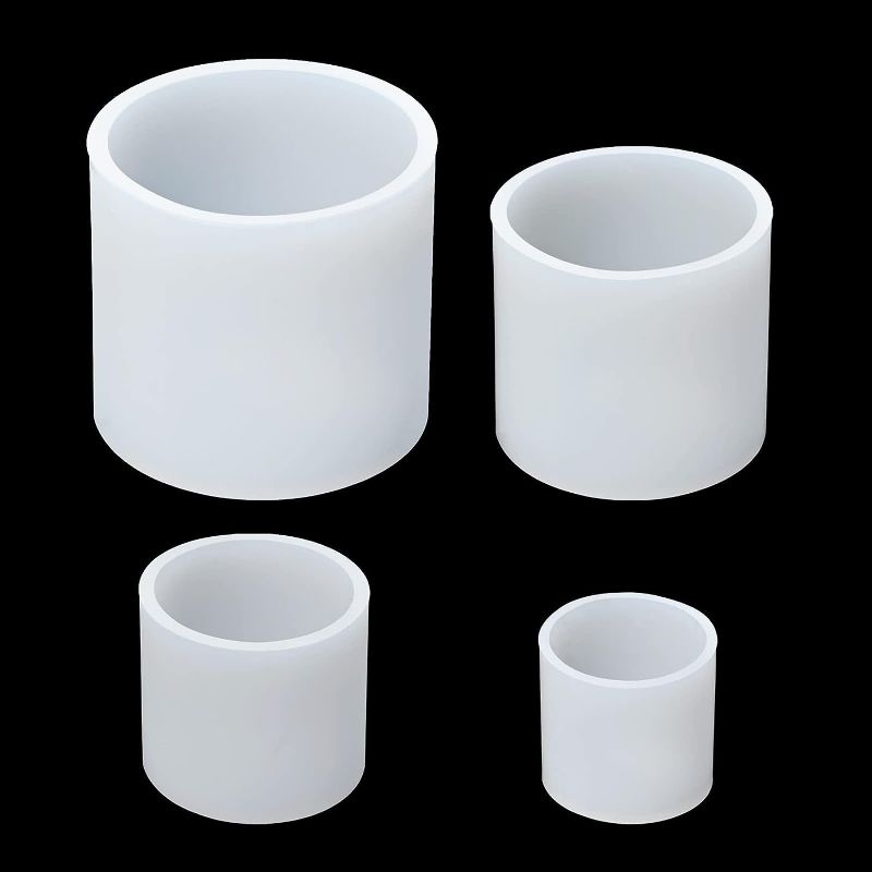 Photo 1 of Cylinder Candle Molds for Candle Making,4 Pcs Pillar Casting Silicone Molds for Resin Casting, Soap, Flower Specimen, Insect Specimen, Clay Craft