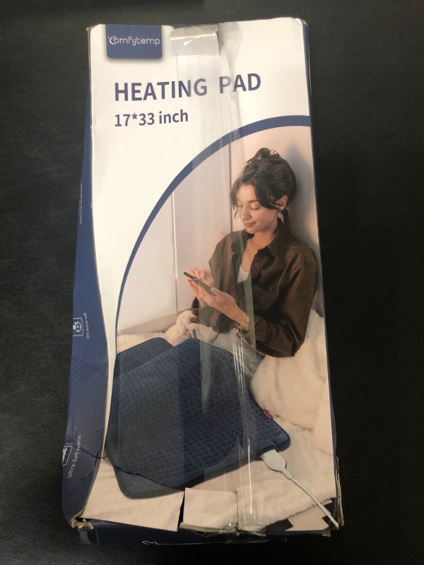 Photo 2 of Comfytemp Heating Pad for Back Pain Relief - FSA HSA Eligible Extra Large Heating Pad XXL, Fathers Day Dad Gifts, Birthday Gifts for Women, 17''x 33'' King Size Electric Heating Pad for Cramps (Blue)