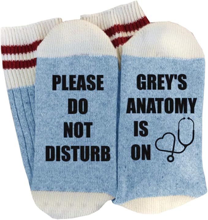 Photo 1 of 2 piece lot - Womens Funny Socks Please Do Not Disturb Grey's Anatomy is on Novelty Crew Casual Socks / Chapstick Holder Lip Balm Sleeve Pouch Lipstick Holder Bag Lip Gloss Holder With Hook Stocking Stuffers Gift for Women