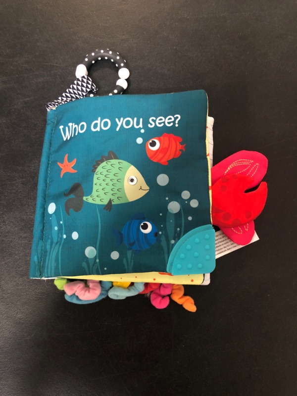 Photo 2 of Fish Baby Books Toys, Touch and Feel Cloth Soft Crinkle Books for Babies,Toddlers Infant Kids Teething Toys Activity Early Education Toys, Teether Ring, Baby Book Octopus,Ocean Sea Animal Shark Tails