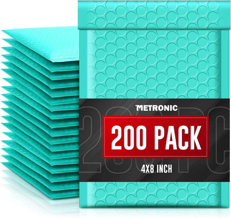 Photo 1 of 4x8 Bubble Mailers 25Pack, Waterproof Teal Bubble Mailers, Self Seal Padded Envelopes for Small Business Packaging Supplies, Bubble Envelopes Sports Cards, Usable Size 4x7 Bubble Mailer
