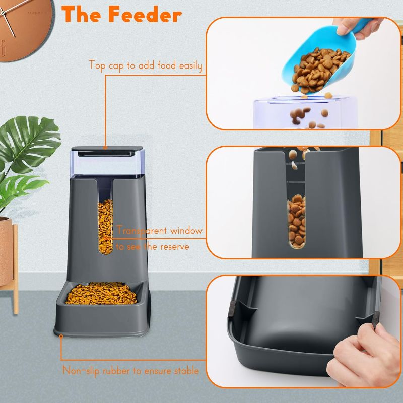 Photo 1 of Automatic Cat Feeder and Cat Water Dispenser in Set 2 Packs Automatic Dog Feeder and Dog Water Dispenser 1 Gallon for Small Medium Big Dog Pets Puppy Kitten...