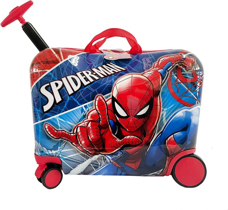 Photo 1 of Fast Forward Spiderman Ride on Suitcase for Kids, 18'' Suitcase with Seat for Kids, Cute Lightweight Kids Travel Suitcase Trolley