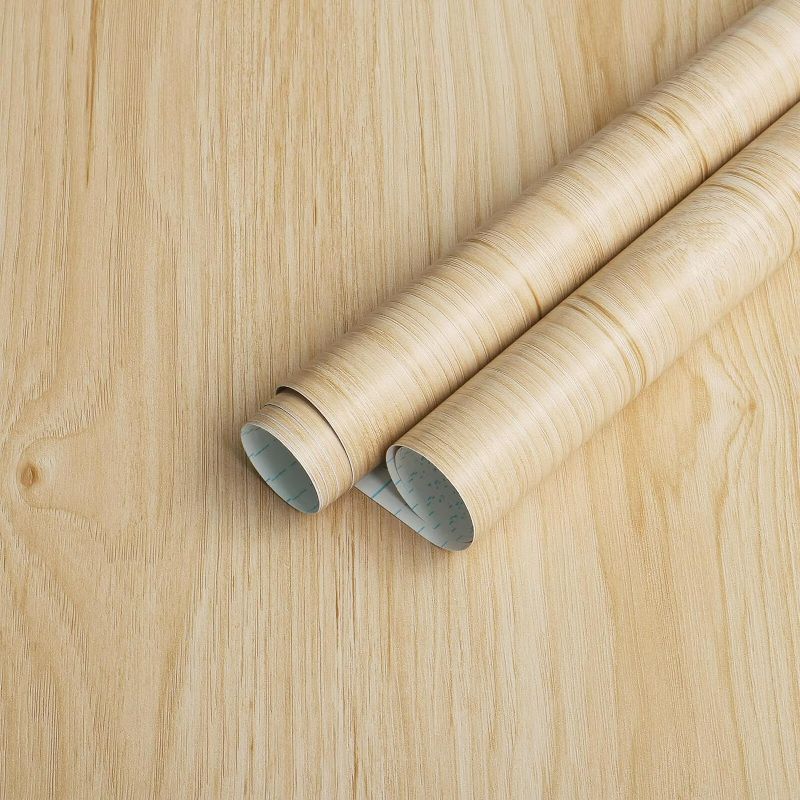 Photo 1 of Heroad Brand Light Wood Grain Wallpaper Oak Peel and Stick Wallpaper Wood Contact Paper Thicken Textured for Table Cabinets Decoration Countertops Waterproof Self Adhesive Thicken Vinyl 78.7”x17.5”