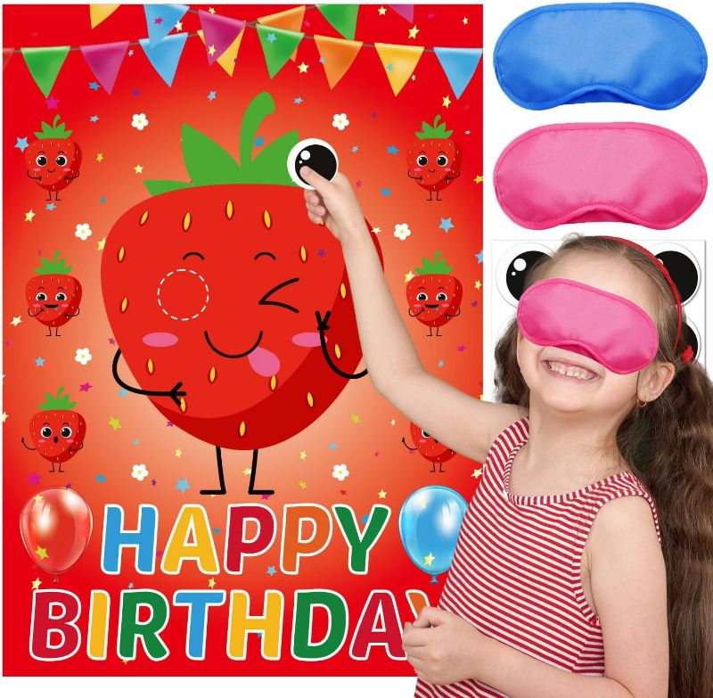 Photo 1 of (Poster is different, See picture)Strawberry Berry First Birthday Party Decorations, Strawberry Berry First Birthday Party Supplies Pin Game, Large Poster for Wall Home Room 