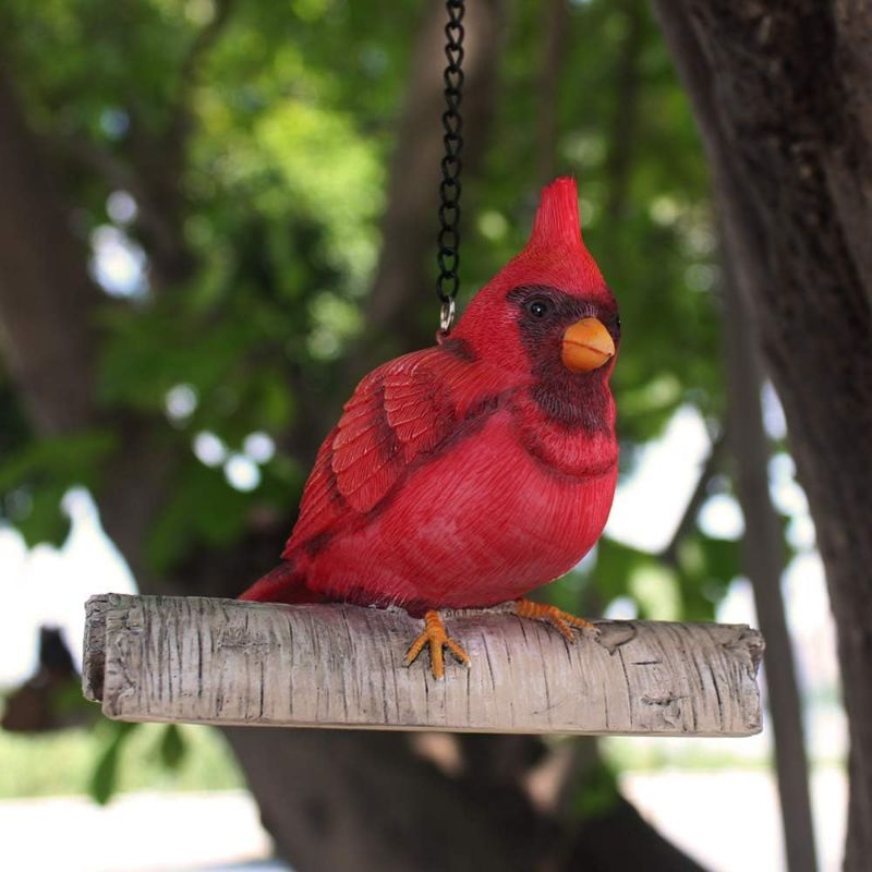 Photo 1 of Small Cardinal Bird Hanging On A Tree Statue Garden Peeker Figurine Yard Art Outdoor Decoration Sculpture