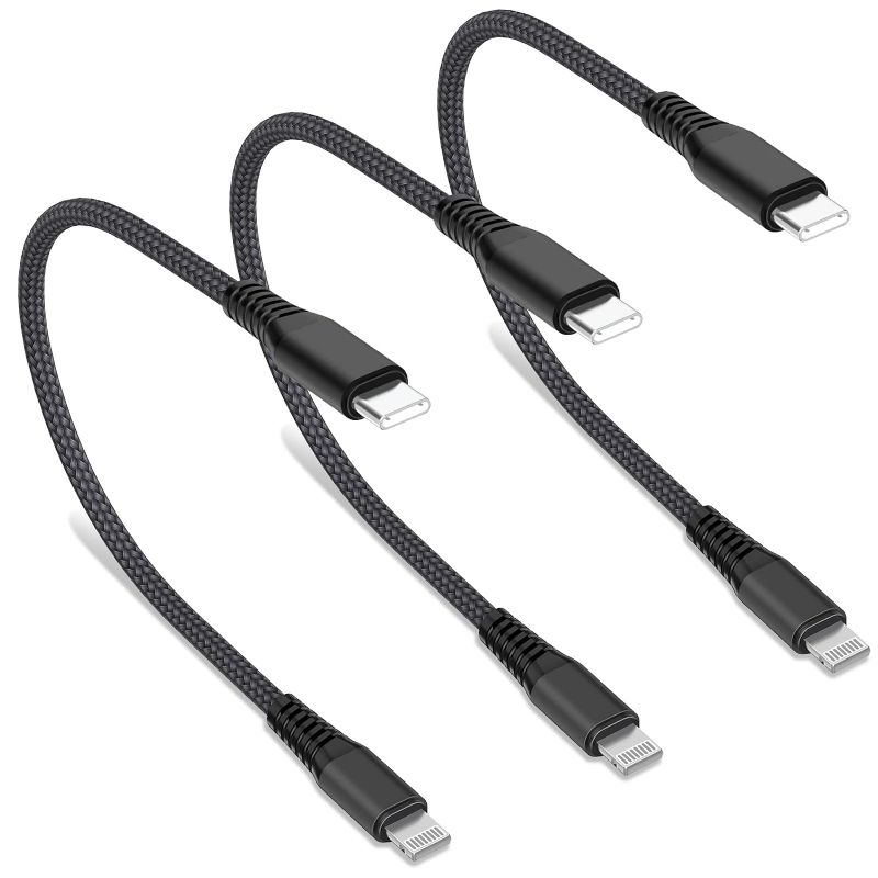 Photo 1 of [Apple MFi Certified] Short USB-C to Lightning Cable, 3Pack 8 Inch Nylon Braided iPhone Charger Power Delivery TypeC Fast Charging Cable Data Syncing Cord for iPhone 14/13/12/11/XS/XR/8/7/iPad/Airpods
