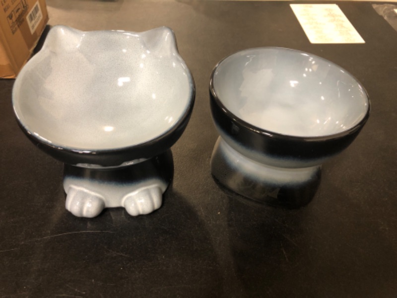 Photo 1 of Nihow Elevated Cat/Dog Bowls Set : 6.2 Inch Ceramic Raised Cat Food & Water Bowl Set for Protecting Pet's Spine - Feeding & Watering Supplies for Cat/Small Size Dog - Elegant Gray(2PC)