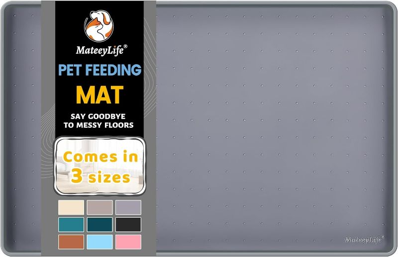 Photo 1 of MateeyLife Silicone Cat & Dog Food Mat for Floors Waterproof, Anti-Slip Dog Bowl Mats for Food and Water, Pet Feeding Mats with Lip to Prevent Spills, Pet Placemat for Messy Drinkers to Protect Floors