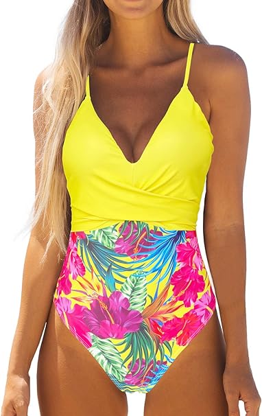 Photo 1 of Size S Binlowis V Neck Push Up One Piece Swimsuit Women Floral Print Sexy Bathing Suit Plunging Swimwear
