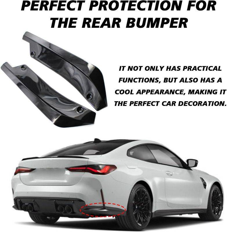 Photo 1 of 2 PCS Rear Bumper Canard Diffuser, Anti-Collision Front Bumper Lip Protector Kit, Universal Car Body Decoration Strip for Lip Splitter Valence Spoiler Side Fender Skirt Lip (Black)