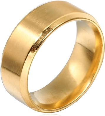Photo 1 of Stainless Steel Rings for Women, Mens Rings Comfort Fit Size 7 Brushed Ring Wide 8 Beveled Edge