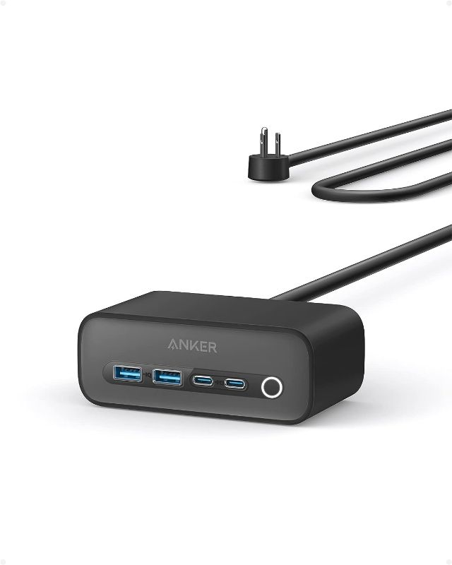 Photo 1 of Anker 525 Charging Station, 7-in-1 USB C Power Strip for iphone13/14, 5ft Extension Cord with 3AC,2USB A,2USB C,Max 65W Power Delivery Desktop Accessory for MacBook Pro, Home, Office (Phantom Black)
