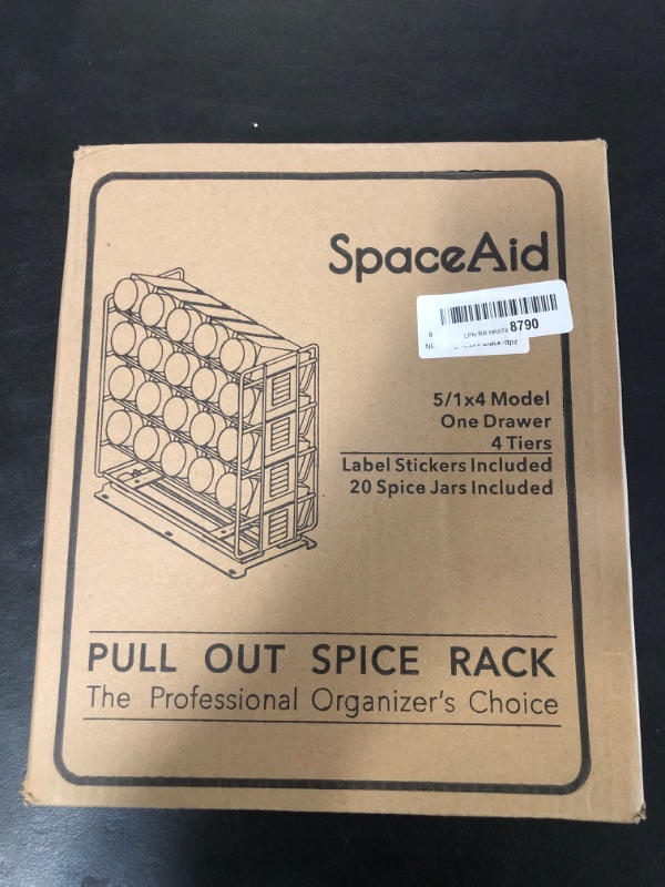 Photo 2 of SpaceAid Pull Out Spice Rack Organizer with 20 Jars, Heavy Duty Slide Out Seasoning Organizer for Kitchen Cabinets, with 801 Labels and Chalk Marker, Left Facing