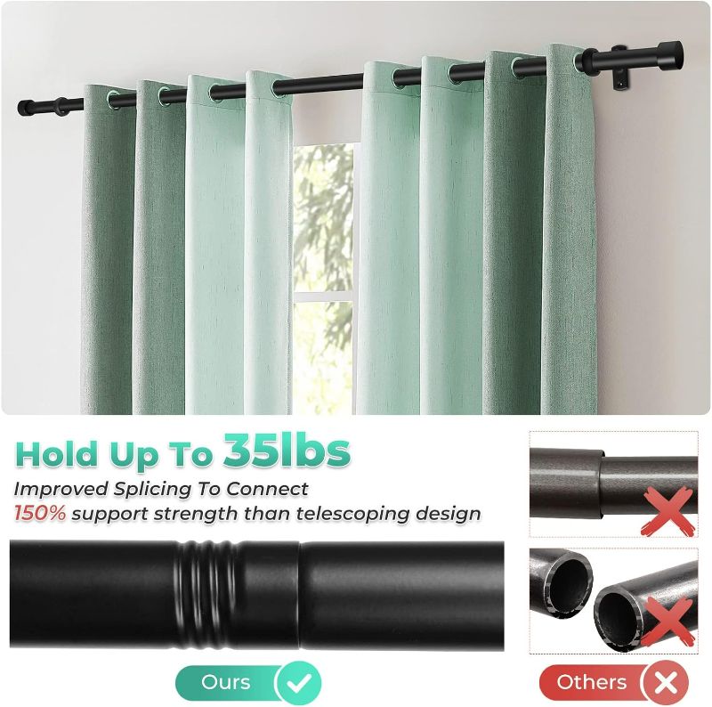 Photo 1 of (Curtain not included) Curtain Rods for Window 32 to 72 Inch, TAOBERFULI 1" Heavy Duty Industrial Curtain Rod, Matte Black Rustic Drapery Rods For Bedroom Living Room Divider Adjustable Curtain Rods With Cap Finials