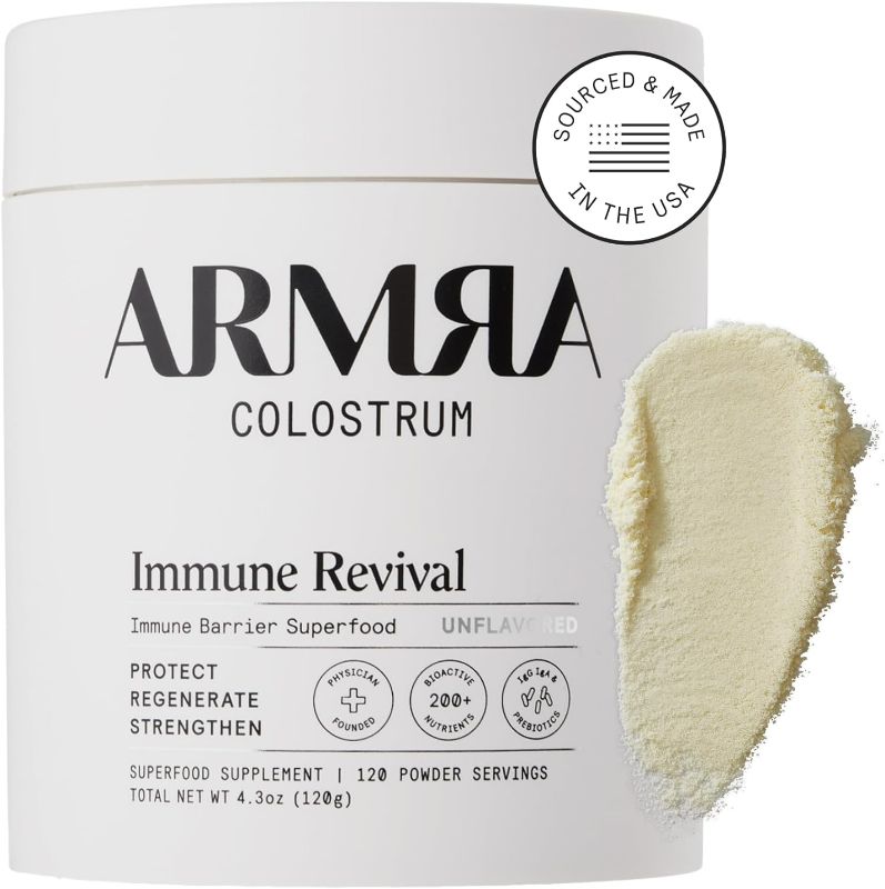 Photo 1 of ARMRA Colostrum™ Premium Powder, Grass Fed, Gut Health Bloating Immunity Skin & Hair, Contains 400+ Bioactive Nutrients, Potent Bioavailable, Keto, Gluten & Fat Free (Unflavored | 120 Servings)
