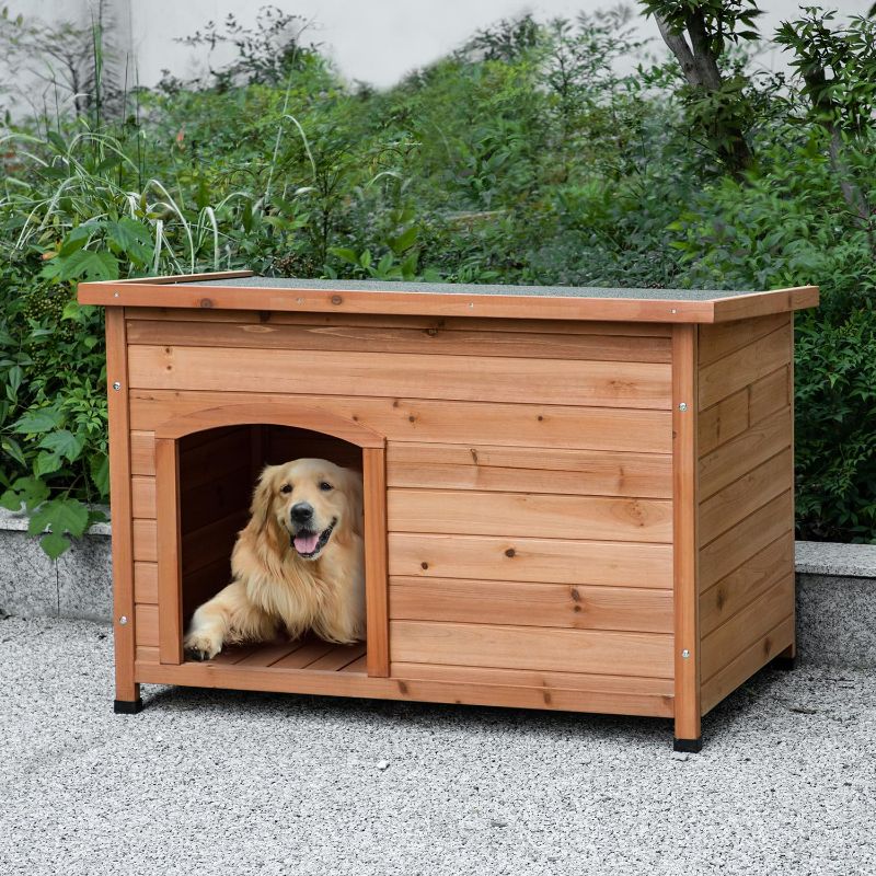 Photo 1 of TAKUKA Outdoor Wooden Dog House for Small Medium Large Sized Dogs Durable Dog Kennel with Wooden Floor (40" W x 26" D x 28" H)
