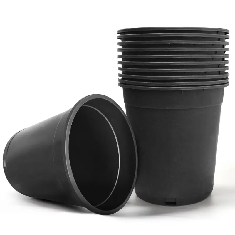 Photo 1 of netuera Premium Black Plastic Nursery Plant Container Garden Planter Pots 11 pack
