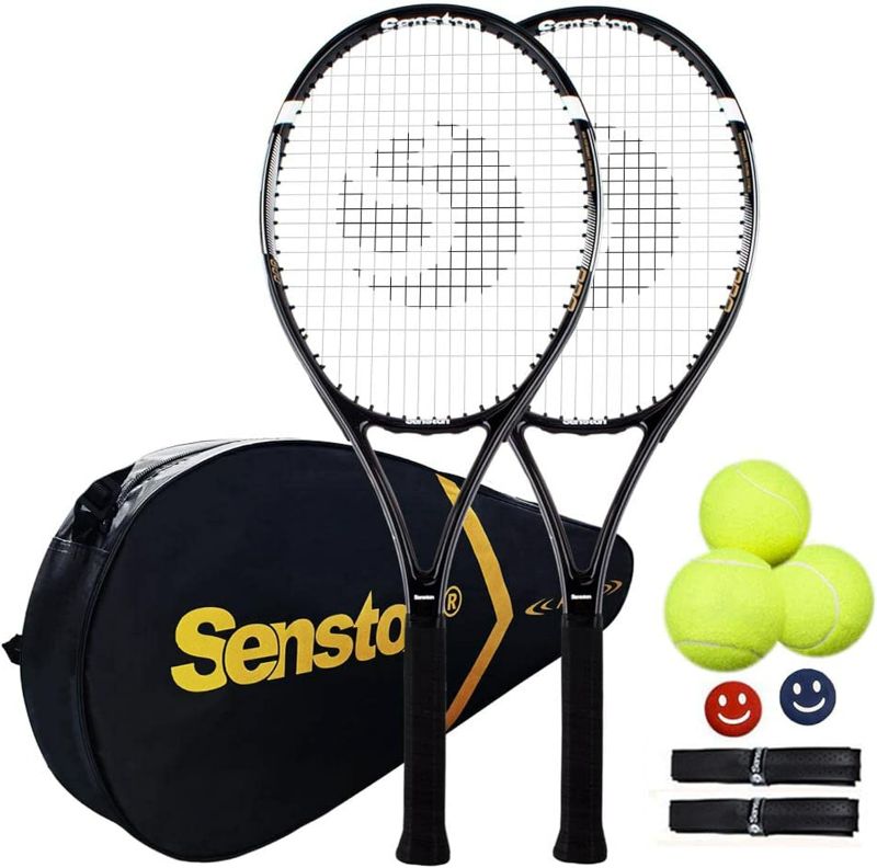 Photo 1 of Senston Tennis Rackets for Adults 27 inch Tennis Racquets - 2 Player Tennis Racket Set with 3balls,2 Grips, 2 Vibration Dampers
