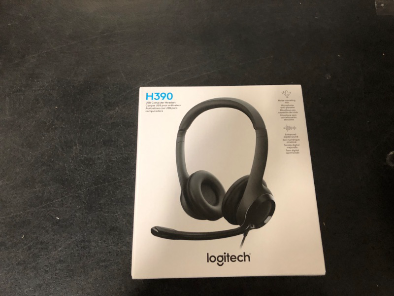 Photo 1 of Logitech H390 Wired Headset for PC/Laptop, Stereo Headphones with Noise Cancelling Microphone, USB-A, in-Line Controls for Video Meetings, Music, Gaming and...