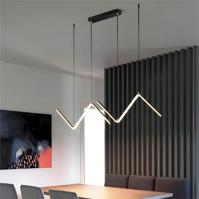 Photo 1 of Black Lighting Luxury Simple LED Metal Island Light Creative Design Dining Room Dining Room Pendant for Modern Home 35.4 Inch Infinitely Dimmable with Remote Control