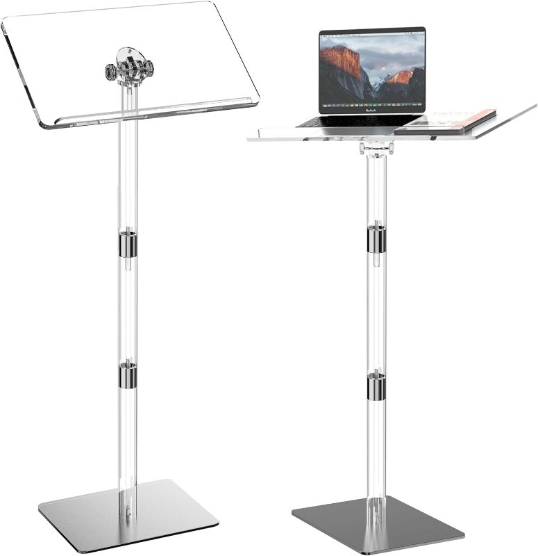 Photo 1 of Ultra Clear Acrylic Pulpit Podium Stand | Modern Portable Pulpits for Churches Pastors Modern School Classroom Lecterns | Music Wedding Event Reception