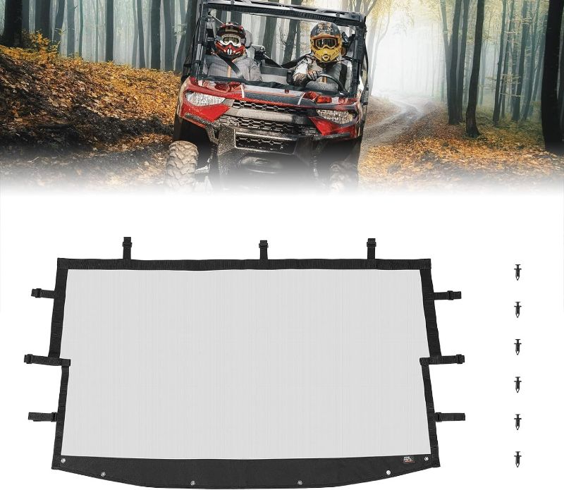 Photo 1 of KEMIMOTO UTV Sunshade Soft Window Breathable Net Mesh Front Windshield Anti-UV Compatible with Polaris Ranger 1000 XP/CREW 2018-2024, Ranger 900/XP 2013-2019 Accessories Stable in Wind Easily Cleaned